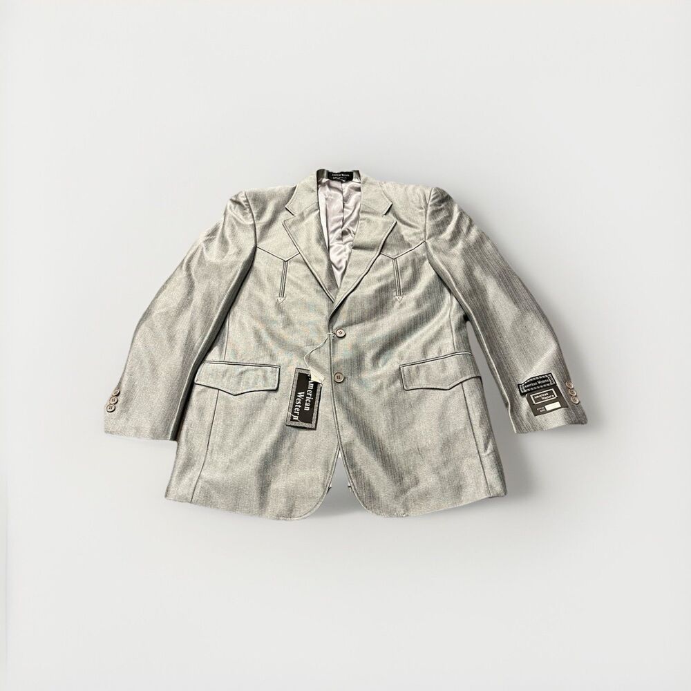 American Western Snow Grey Men's Suit Jacket 40/32 Single-Breasted Two-Button